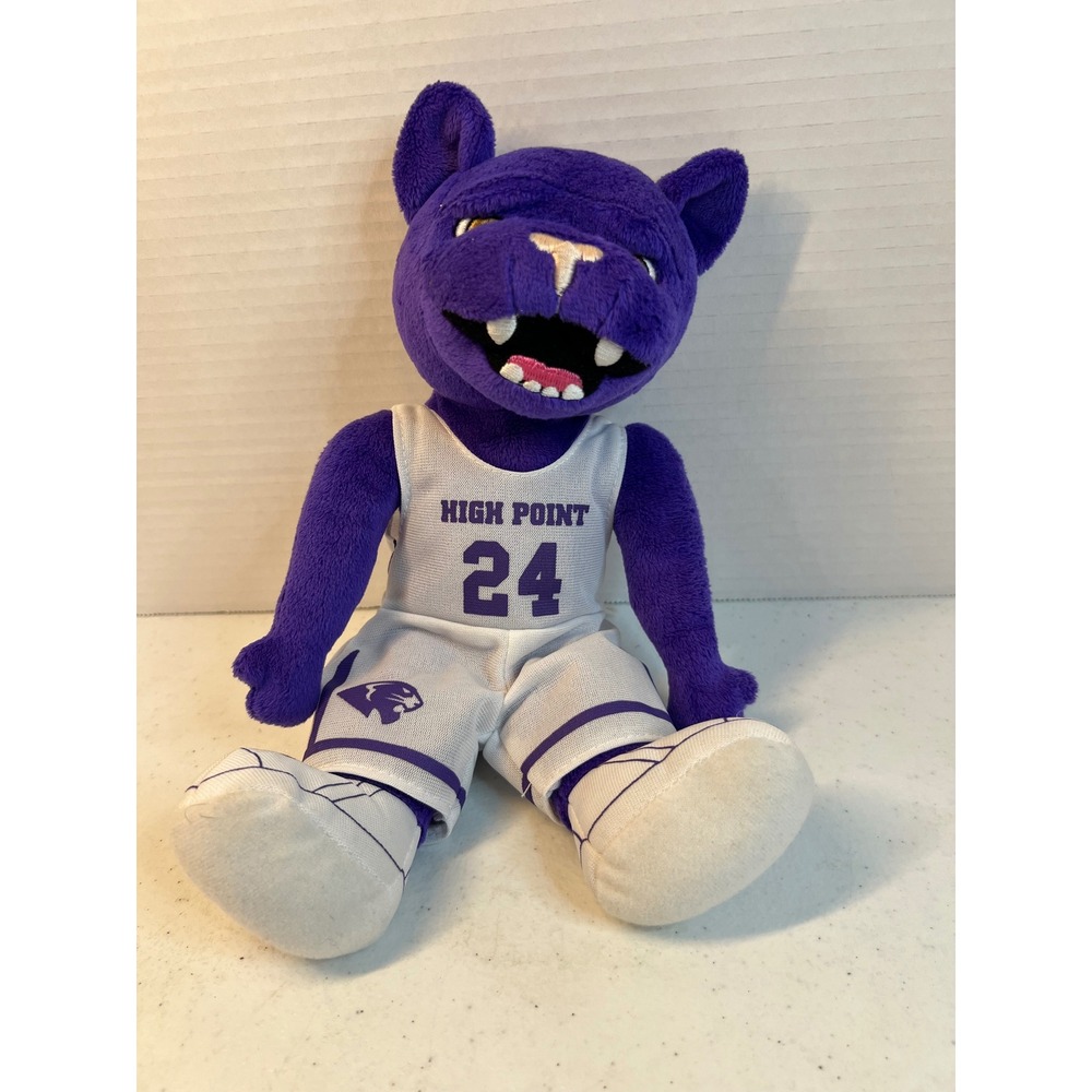 High Point University Panthers Prowler Mascot Plush Basketball Jersey 24 Purple